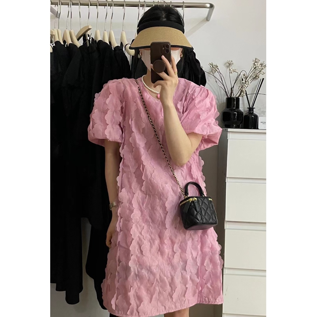 Korean Lifestyle & Kids Boutique - Floral Bubble Sleeve Dress Korean Style
